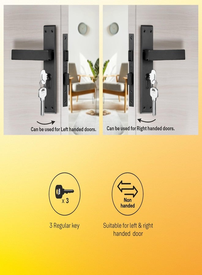 Yale YECM-405-8P-TT-BM Mortise Door Lock for Bedroom/Home/Office/Hotel Suitable for Left/Right Handed Doors, Handle Set Comes with 8" Backplate Thumb Turn, 3 Keys Cylinder and Lock Body (Black Matt) - Image 4
